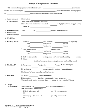 Sample of Employment Contract