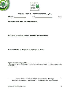 FAE4-HA DISTRICT DIRECTOR REPORT Template
