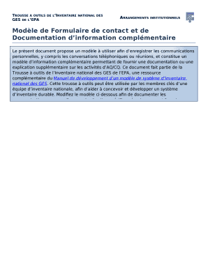 Modle de Formulaire de contact et de Documentation dinformation complmentaire