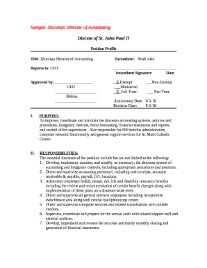 Sample: Diocesan Director of Accounting