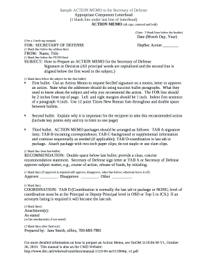 Sample ACTION MEMO to the Secretary of Defense