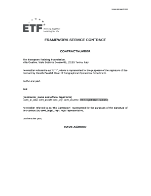 hereinafter referred to as "ETF", which is represented for the purposes of the signature of this contract by Henrik Faudel, Head of Geographical Operations Department,