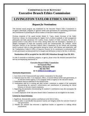 LIVINGSTON TAYLOR ETHICS AWARD
