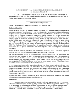 2017 AMENDMENT FCA US SCAN TOOL DATA LICENSE AGREEMENT