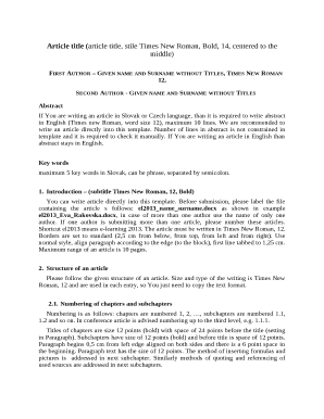 Article title (article title, stile Times New Roman, Bold, 14, centered to the middle)