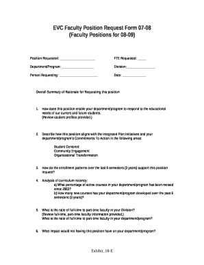 EVC Faculty Position Request Form 07-08