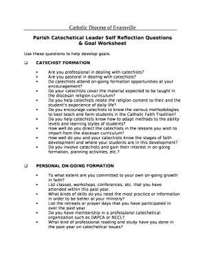 Parish Catechetical Leader Self Reflection Questions