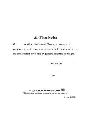 Air Filter Notice