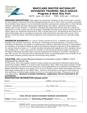 MARYLAND MASTER NATURALIST ADVANCED TRAINING: BALD EAGLES Program & Nest Site Visit
