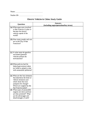 Electric Vehicles in Cities: Study Guide
