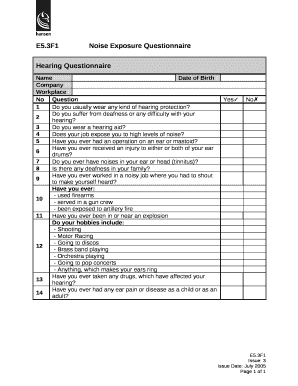 3F1Noise Exposure Questionnaire