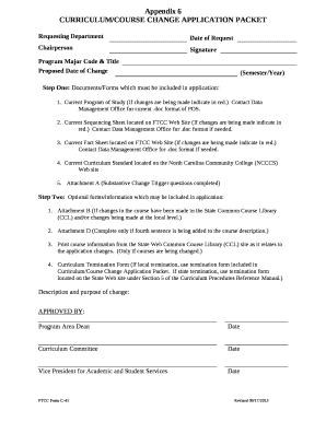 CURRICULUM/COURSE CHANGE APPLICATION PACKET