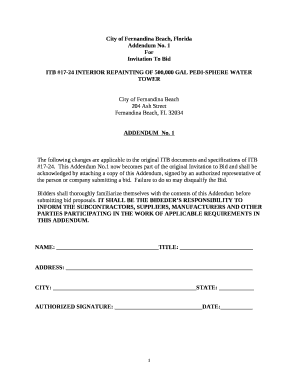 1 now becomes part of the original Invitation to Bid and shall be acknowledged by attaching a copy of this Addendum, signed by an authorized representative of the person or company submitting a bid