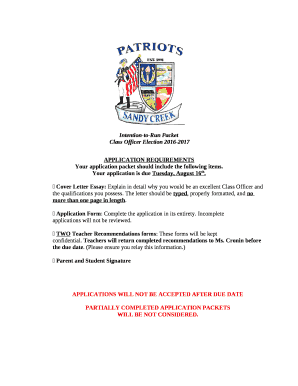 Intention-to-Run Packet