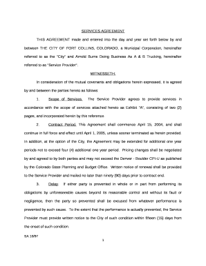 THIS AGREEMENT made and entered into the day and year set forth below by and between THE CITY OF FORT COLLINS, COLORADO, a Municipal Corporation, hereinafter referred to as the "City" and Arnold Burns Doing Business As A & B