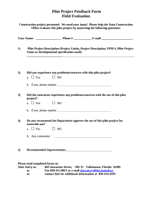Pilot Project Feedback Form