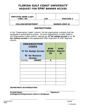 REQUEST FOR EPAF BANNER ACCESS