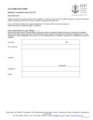 Making a Complaint about the FHT