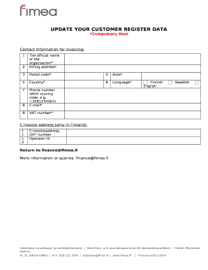 UPDATE YOUR CUSTOMER REGISTER DATA