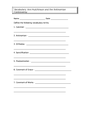 Define the following vocabulary terms