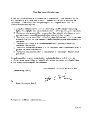 Night Tournament Questionnaire