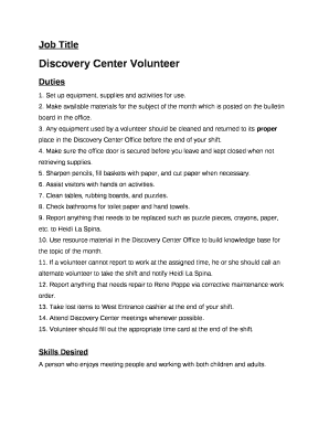 Discovery Center Volunteer