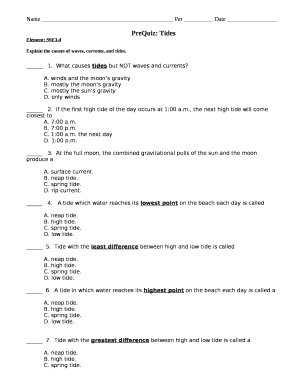 PreQuiz: Tides