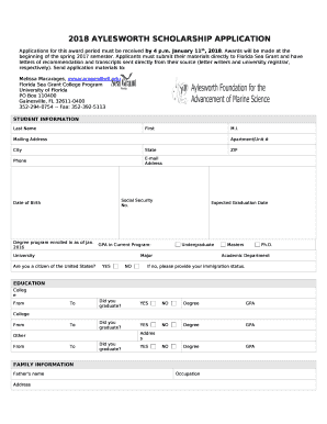 Applicants must submit their materials directly to Florida Sea Grant and have letters of recommendation and transcripts sent directly from their source (letter writers and university registrar, respectively)
