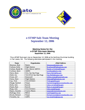 The e-STMP Sub-team met on September 12, 2006 at the Northrop Grumman building in Fair Lakes, VA