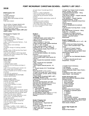 ECDP Supply List