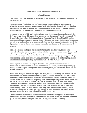 Marketing Seminar in Marketing-Finance Interface