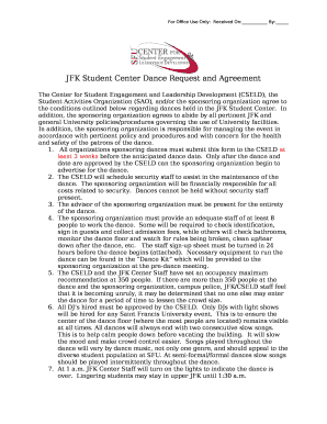 JFK Student Center Dance Request and Agreement