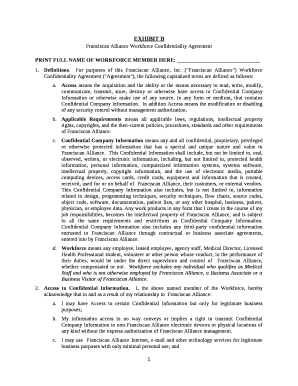 Franciscan Alliance Workforce Confidentiality Agreement