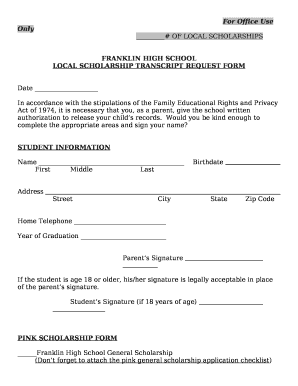 LOCAL SCHOLARSHIP TRANSCRIPT REQUEST FORM
