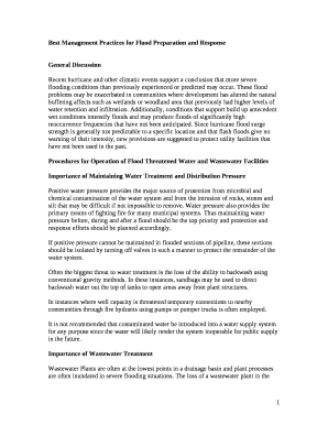 Best Management Practices for Flood Preparation and Response