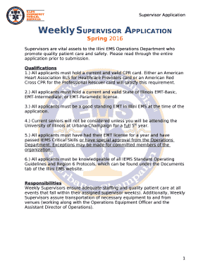 Weekly SUPERVISOR APPLICATION