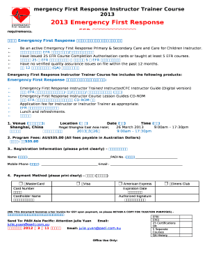 Emergency First Response Online Instructor Trainer Course registration