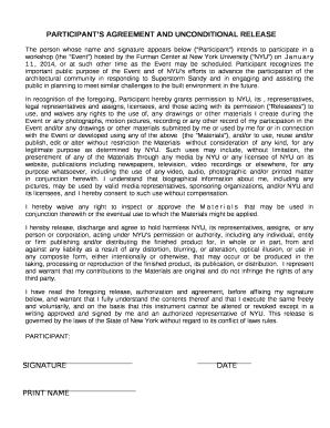 PARTICIPANTS AGREEMENT AND UNCONDITIONAL RELEASE template