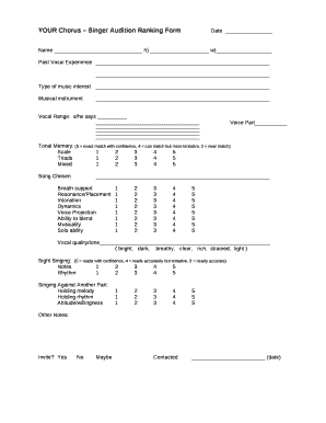 YOUR Chorus Singer Audition Ranking FormDate