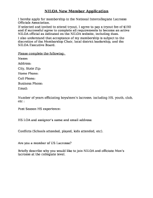 NILOA New Member Application