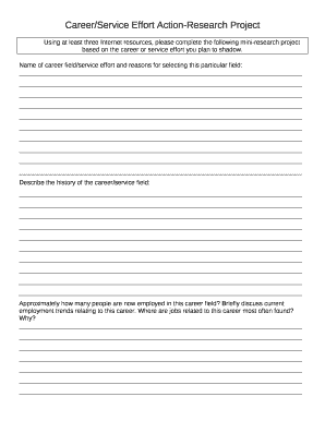 Using at least three Internet resources, please complete the following mini-research project based on the career or service effort you plan to shadow