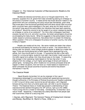 Chapter 11: The Historical Evolution of Macroeconomic Models & the Classical Model