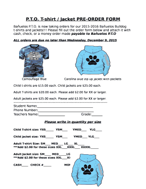 T-shirt / Jacket PRE-ORDER FORM