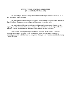 ROBERT FRENCH MEMORIAL SCHOLARSHIP