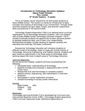 Introduction to Technology Education Syllabus