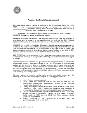 Product Authenticity Agreement