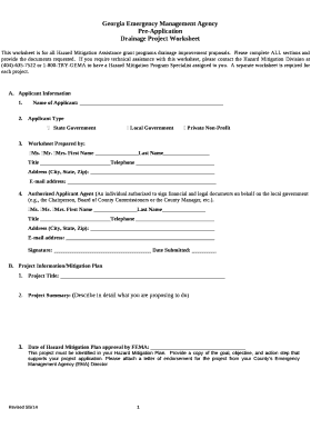 This worksheet is for all Hazard Mitigation Assistance grant programs drainage improvement proposals