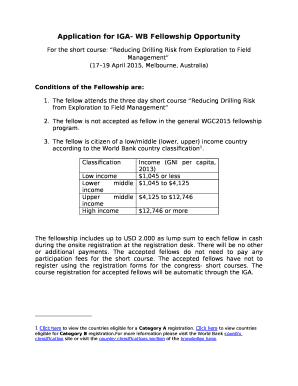 Application for IGA- WB Fellowship Opportunity template