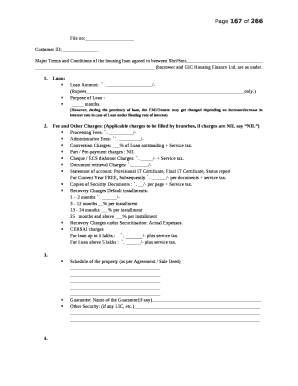 Major Terms and Conditions of the housing loan agreed to between Shri/Smt