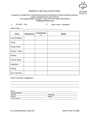 PROPERTY USE EVALUATION FORM